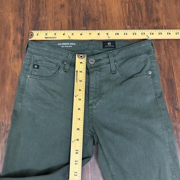 AG ADRIANO GOLDSCHMIED Super Skinny The Legging Ankle Jeans Raw Hem Green - Picture 9 of 11